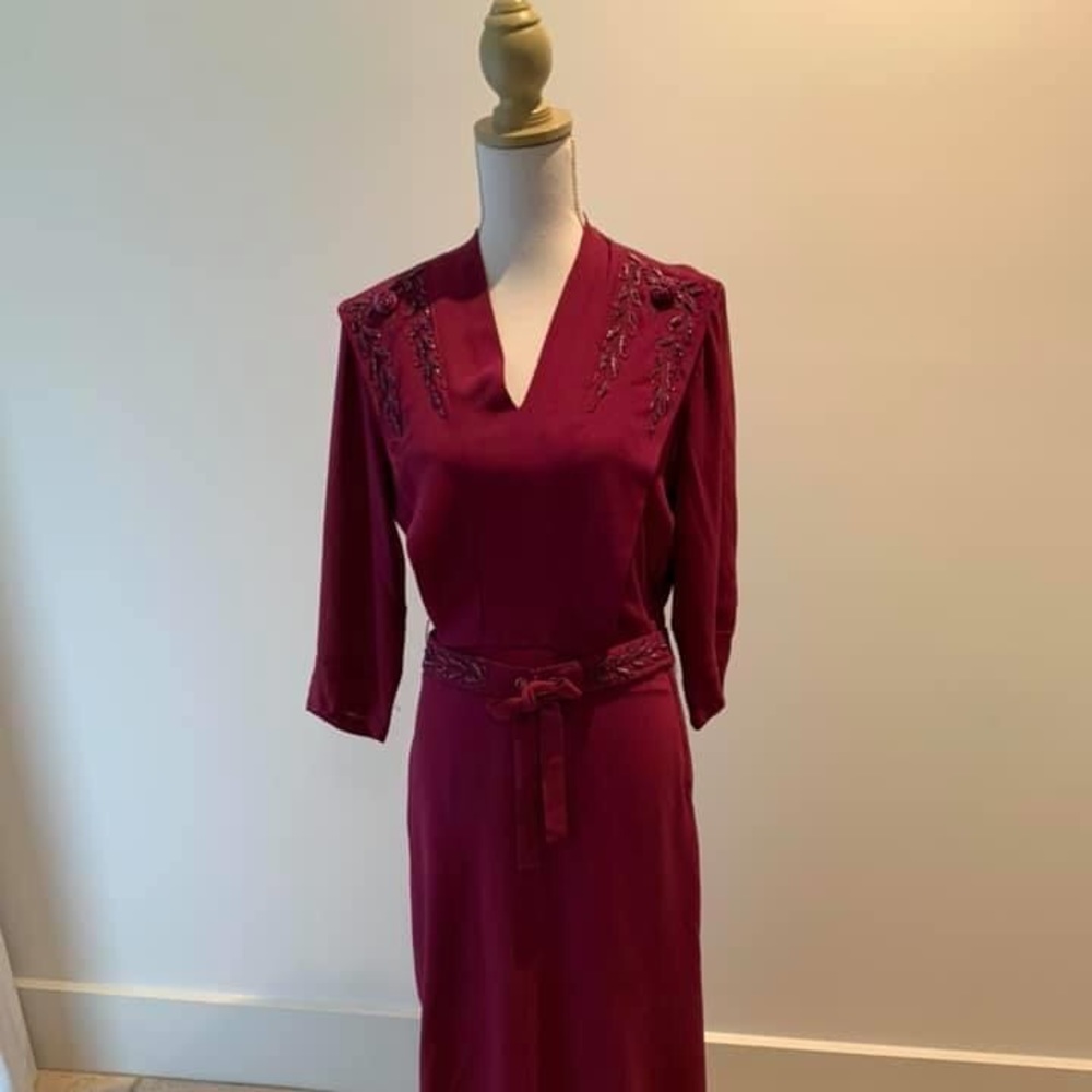 1940s Plum Evening Gown